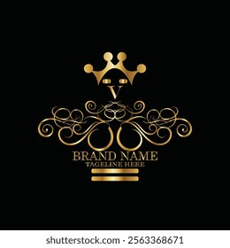 creative  initial  latter v logo design with modern business vector template.  creative isolated v monogram logo design with new latter logo golden color and black background . design of elements 