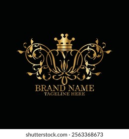 creative  initial  latter v logo design with modern business vector template.  creative isolated v monogram logo design with new latter logo golden color and black background . design of elements 