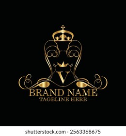 creative  initial  latter v logo design with modern business vector template.  creative isolated v monogram logo design with new latter logo golden color and black background . design of elements 