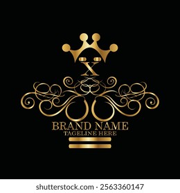 creative  initial  latter x logo design with modern business vector template.  creative isolated x monogram logo design with new latter logo golden color and black background . design of elements 