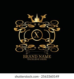 creative  initial  latter x logo design with modern business vector template.  creative isolated x monogram logo design with new latter logo golden color and black background . design of elements 