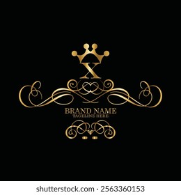 creative  initial  latter x logo design with modern business vector template.  creative isolated x monogram logo design with new latter logo golden color and black background . design of elements 