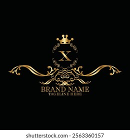 creative  initial  latter x logo design with modern business vector template.  creative isolated x monogram logo design with new latter logo golden color and black background . design of elements 