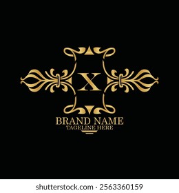 creative  initial  latter x logo design with modern business vector template.  creative isolated x monogram logo design with new latter logo golden color and black background . design of elements 