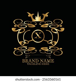 creative  initial  latter x logo design with modern business vector template.  creative isolated x monogram logo design with new latter logo golden color and black background . design of elements 