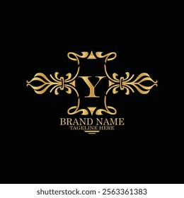 creative  initial  latter y logo design with modern business vector template.  creative isolated y monogram logo design with new latter logo golden color and black background . design of elements 