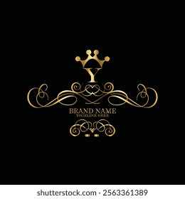 creative  initial  latter y logo design with modern business vector template.  creative isolated y monogram logo design with new latter logo golden color and black background . design of elements 