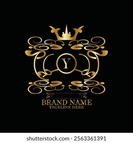 creative  initial  latter y logo design with modern business vector template.  creative isolated y monogram logo design with new latter logo golden color and black background . design of elements 