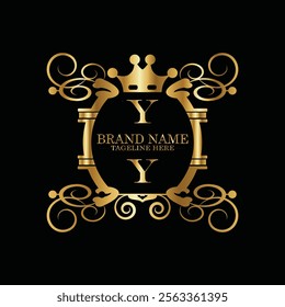 creative  initial  latter y logo design with modern business vector template.  creative isolated y monogram logo design with new latter logo golden color and black background . design of elements 