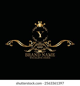 creative  initial  latter y logo design with modern business vector template.  creative isolated y monogram logo design with new latter logo golden color and black background . design of elements 