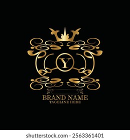 creative  initial  latter y logo design with modern business vector template.  creative isolated y monogram logo design with new latter logo golden color and black background . design of elements 