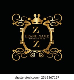 creative  initial  latter z logo design with modern business vector template.  creative isolated z monogram logo design with new latter logo golden color and black background . design of elements 