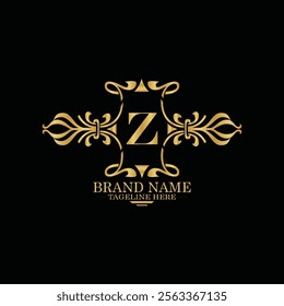 creative  initial  latter z logo design with modern business vector template.  creative isolated z monogram logo design with new latter logo golden color and black background . design of elements 