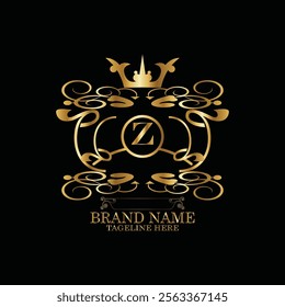 creative  initial  latter z logo design with modern business vector template.  creative isolated z monogram logo design with new latter logo golden color and black background . design of elements 