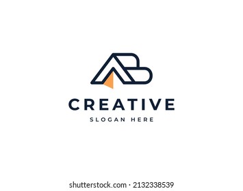 Creative initial letter AB house roof vector logo design, Modern line stylish open door home logo design