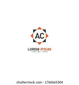 Creative initial letter AC logo icon design template elements with modern frame