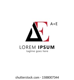 Creative initial letter ae uppercase modern logo design template elements. Black and red letter Isolated on white background. Suitable for business, consulting group company.