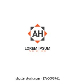 Creative initial letter AH logo icon design template elements with modern frame
