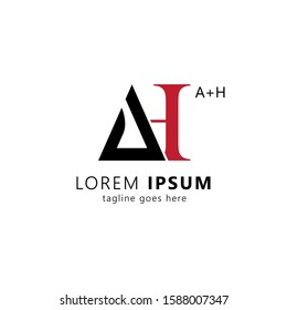 Creative initial letter ah uppercase modern logo design template elements. Black and red letter Isolated on white background. Suitable for business, consulting group company.