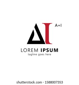 Creative initial letter ai uppercase modern logo design template elements. Black and red letter Isolated on white background. Suitable for business, consulting group company.