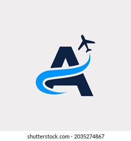 Creative Initial Letter A Air Travel Logo Design Template. Eps10 Vector