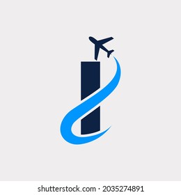 Plantilla de diseño del logotipo de viaje de aire de la carta inicial creativa I. Vector Eps10
