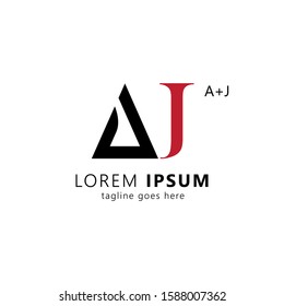 Creative initial letter aj uppercase modern logo design template elements. Black and red letter Isolated on white background. Suitable for business, consulting group company.