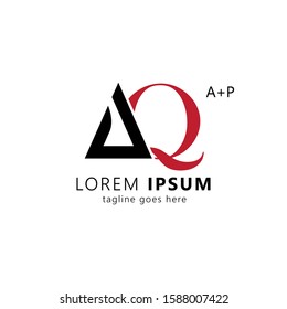 Creative initial letter aq uppercase modern logo design template elements. Black and red letter Isolated on white background. Suitable for business, consulting group company.