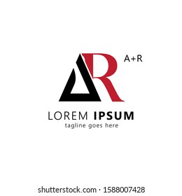 Creative initial letter ar uppercase modern logo design template elements. Black and red letter Isolated on white background. Suitable for business, consulting group company.