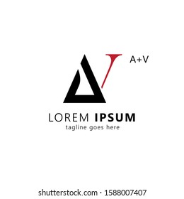 Creative initial letter av uppercase modern logo design template elements. Black and red letter Isolated on white background. Suitable for business, consulting group company.