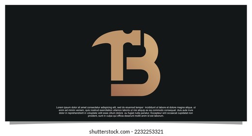 Creative initial letter B with hammer logo design unique concept Premium Vector