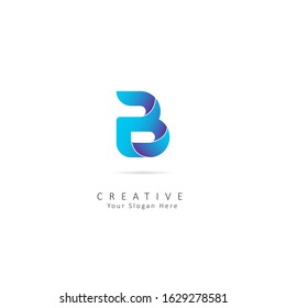Creative Initial Letter B Logo. Design Vector Origami Logo Template. Funny Entertainment Active Sport Technology areas Typeface. Colorful rounded Letters