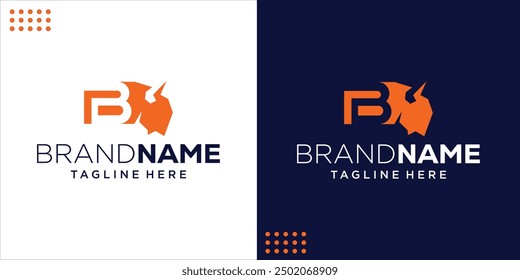 Creative Initial Letter B Logo With Bison, Design Inspiration, Illustration, Vector