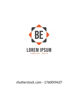 Creative initial letter BE logo icon design template elements with modern frame