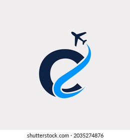 Plantilla de diseño del logotipo de viaje de aire de la carta inicial creativa C. Vector Eps10