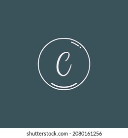 Creative initial letter C handwriting logo with circle hand drawn template vector