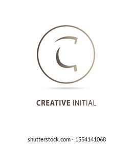 Creative initial letter c logo with circle element