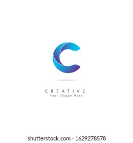 Creative Initial Letter C Logo. Design Vector Origami Logo Template. Funny Entertainment Active Sport Technology areas Typeface. Colorful rounded Letters