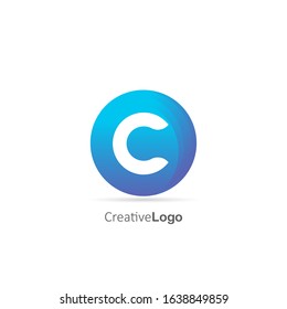 Creative Initial Letter C Logo With Circle, Design Vector Circle Logo Template