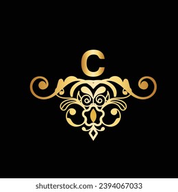 Creative Initial letter C logo design with modern business vector template. Creative isolated C monogram logo design with golden color