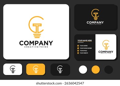 creative initial letter C T logo with lights concept, logo reference for your business.