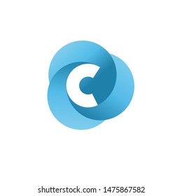 creative initial letter c with three blue circle color logo vector concept