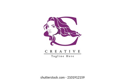 Creative initial letter C women logo design for your business