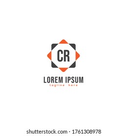 Creative initial letter CR logo icon design template elements with modern frame