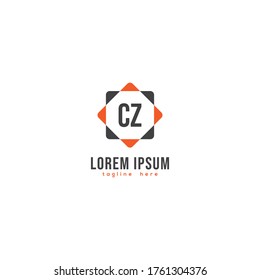 Letra inicial creativa elementos de plantilla de diseño de icono del logotipo de CZ con marco moderno