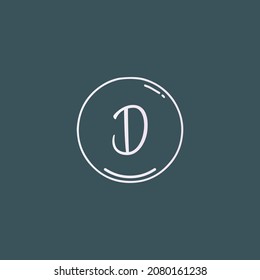 Creative initial letter D handwriting logo with circle hand drawn template vector