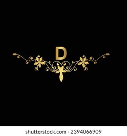 Creative Initial letter D logo design with modern business vector template. Creative isolated D monogram logo design
 with golden color