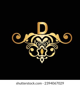 Creative Initial letter D logo design with modern business vector template. Creative isolated D monogram logo design with golden color