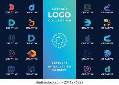 Creative Anfangsbuchstabe D moderne digitale Dotverbindung Logo Design für Technologie.