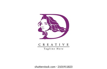 Creative initial letter D women logo design for your business